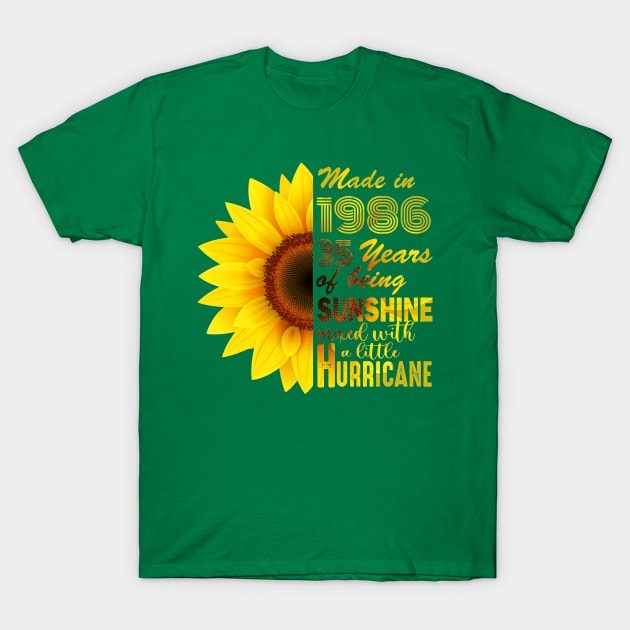 Vintage 1986 SunFlower 35th Birthday Awesome Gift T-Shirt by Salt88